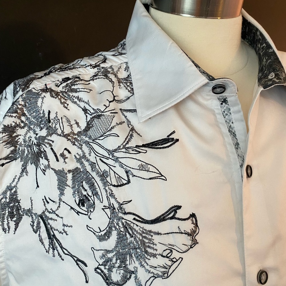 Robert Graham Classic Fit White Floral Button Down Shirt XL - Picture 4 of 10